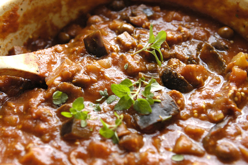 Slowcooked Eggplant and Olive Stew