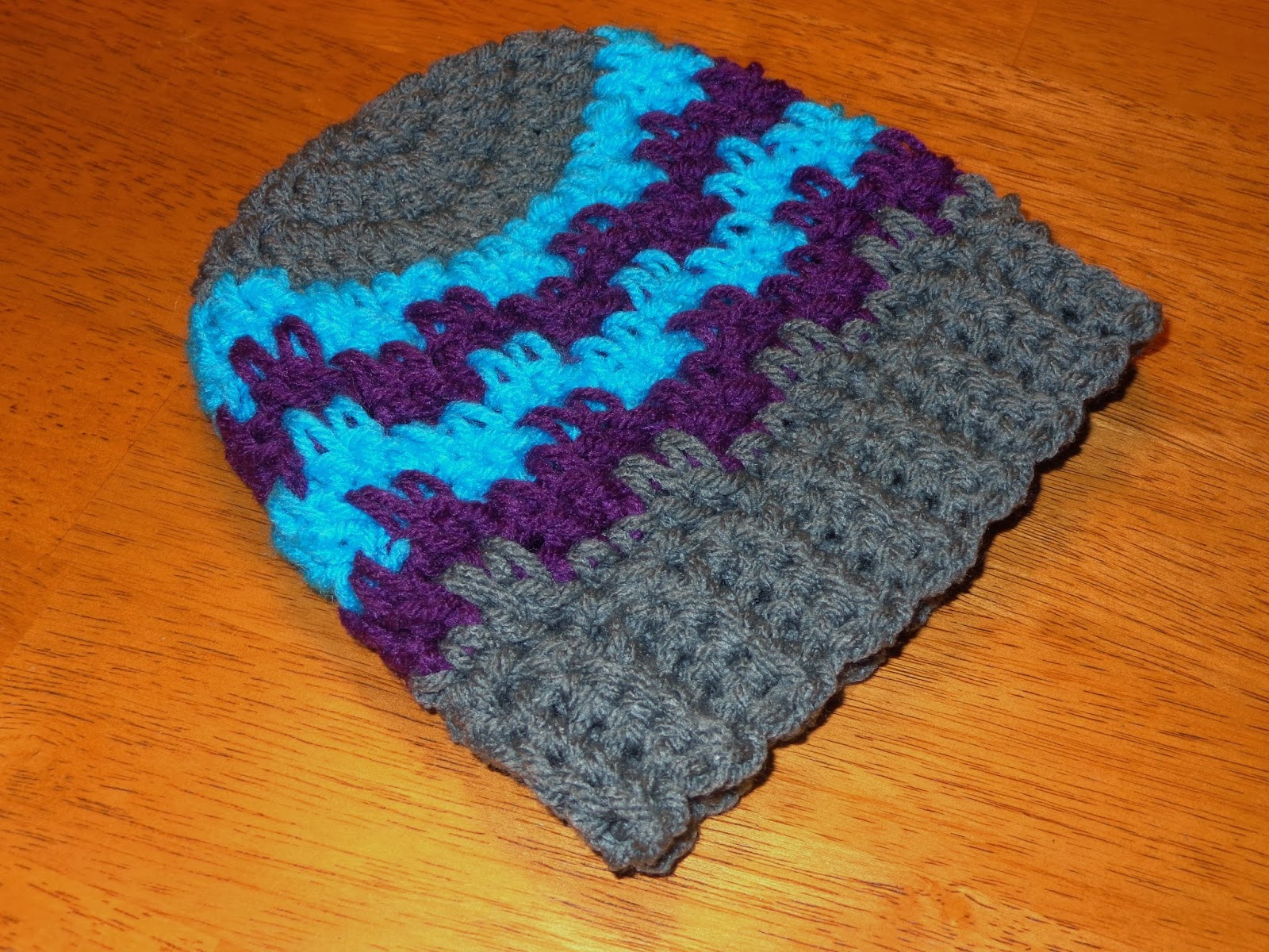 Hobby Hooker Leaping Stripes & Blocks Newborn Beanie