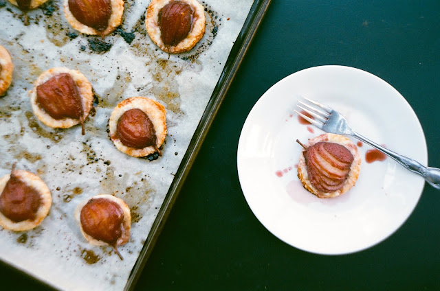 Red Wine-Poached Seckel Pear Tarts