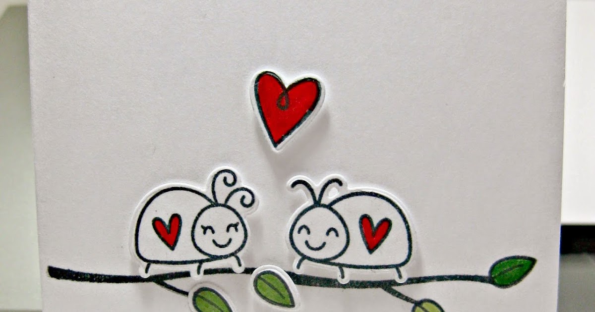 Be my valentine love bugs card front and decoupage Stamped by C: Love Bug Valentine's Day Card