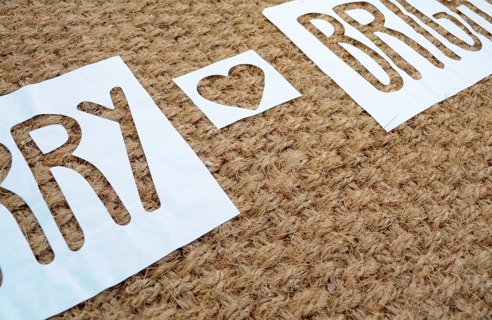 diy merry + bright christmas doormat