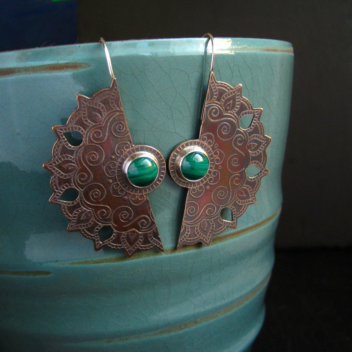 Malachite And Bronze Earrings Revisited