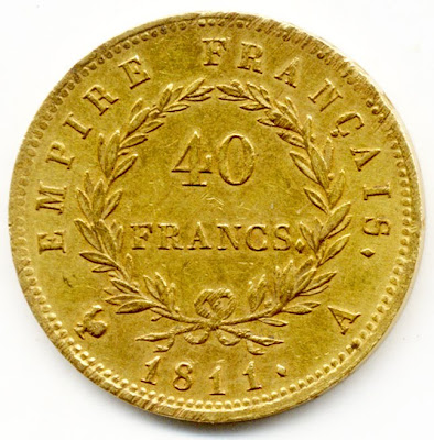 France Napoleon Gold Coin 40 Francs
