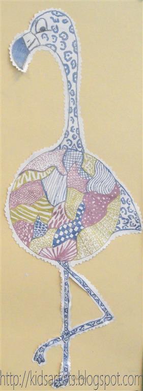 Kids Artists: Flamingo in Art Nouveau style