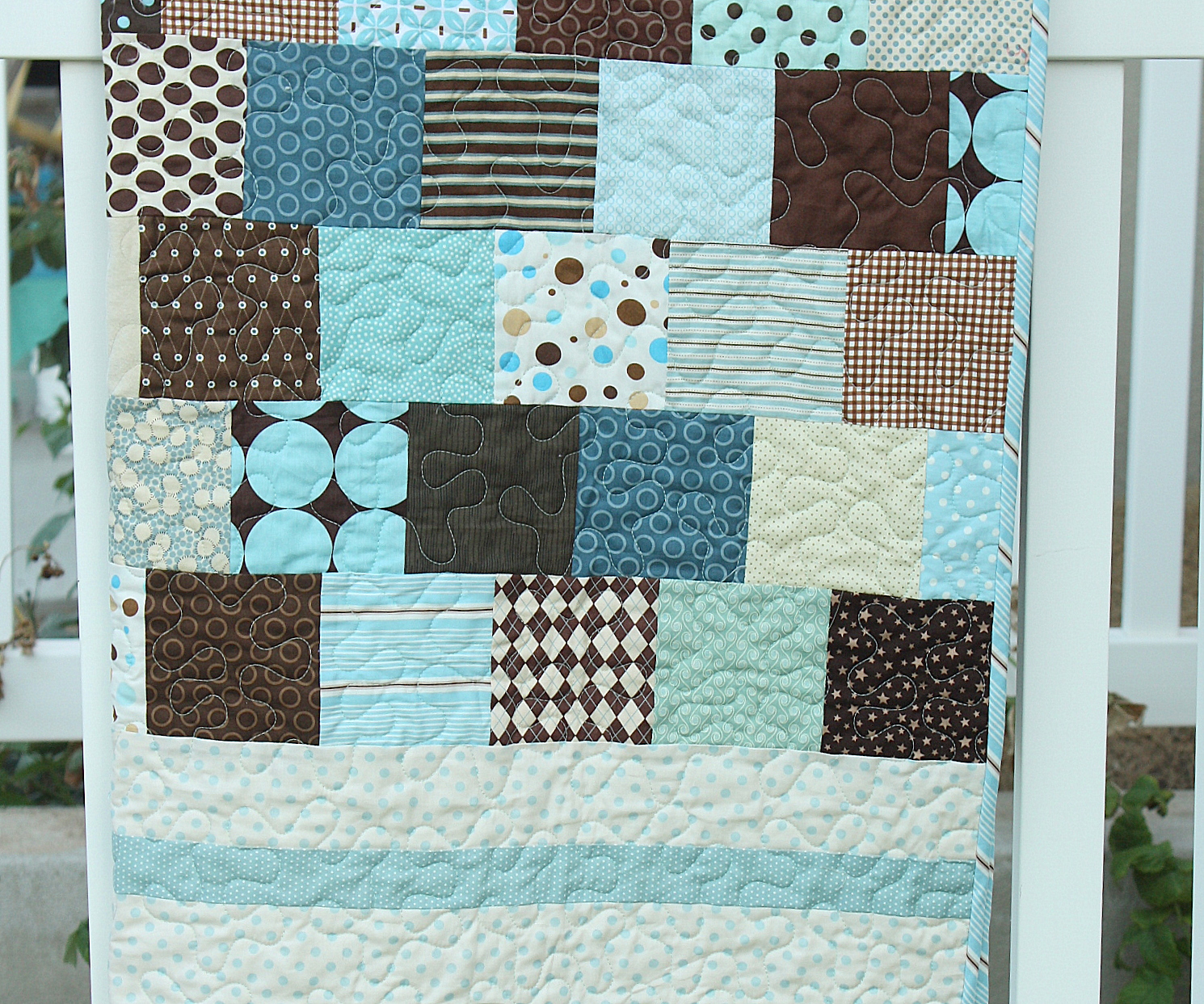 Brown and Blue Baby Quilt Diary of a Quilter a quilt blog