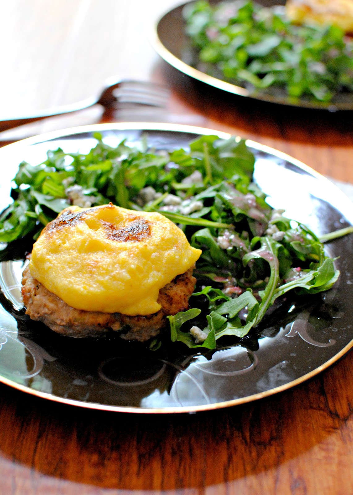 A Clove of Garlic, A Pinch of Salt PolentaTopped Turkey Patties