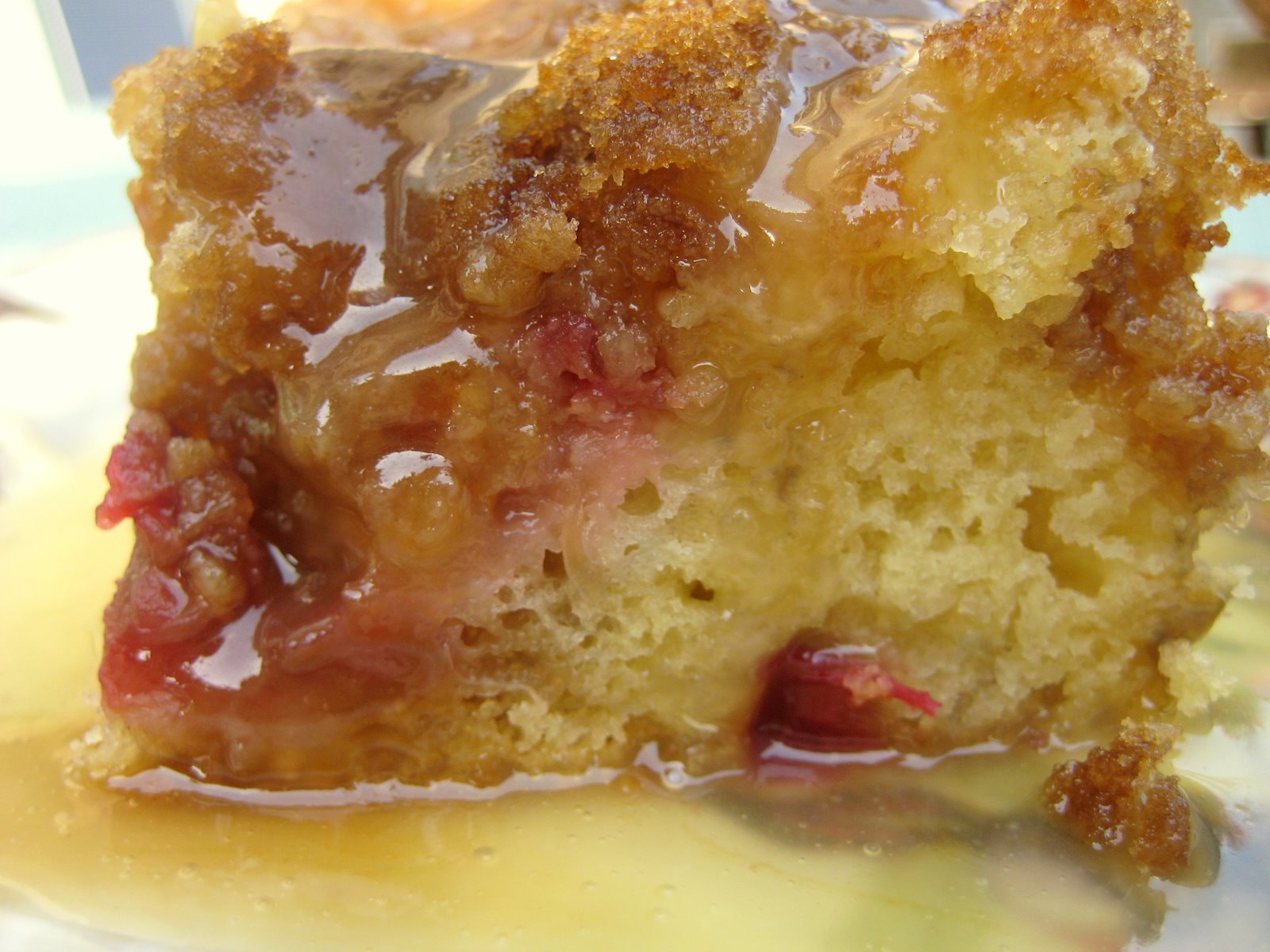 BAKE ME AWAY Rhubarb Cake with Warm Butter Sauce