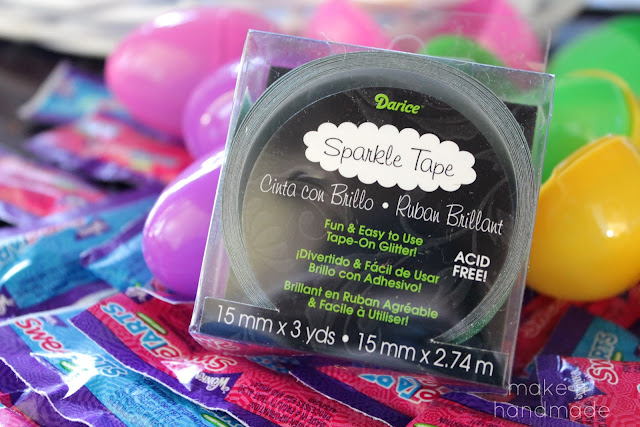 Sparkle Tape Easter Eggs-- a quick way to add a little bling to your basket! Tutorial by Make It Handmade