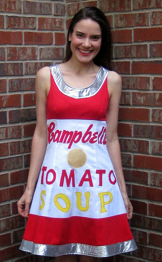 Cassie Stephens DIY Campbell's Soup Dress after Andy Warhol