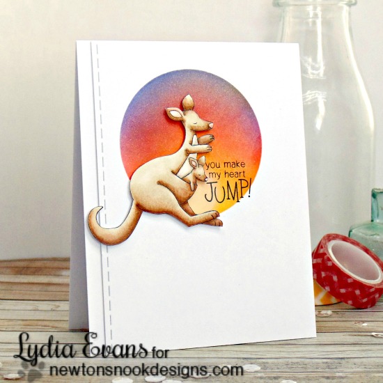 Kangaroo Card by Lydia Evans | Hoppy Days Valentine Stamp Set by Newton's Nook Designs #newtonsnook