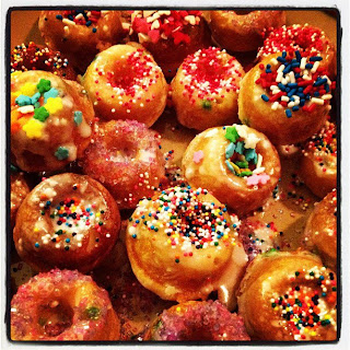 Club Birthday Cakes on Funfetti Double Glazed Miniature Donuts