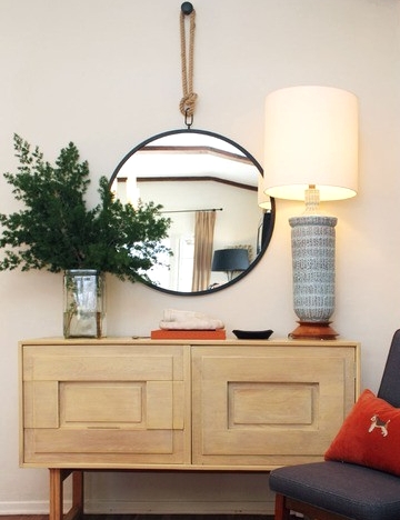 modern round rope mirror