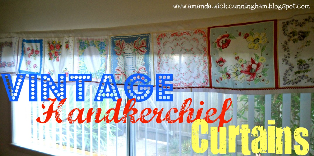 Kaleidoscope Of Colors Pinned 2 Vintage Handkerchief Curtains
