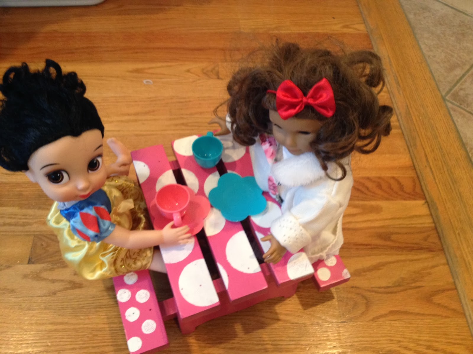 Two It Yourself Thrift Store table to American Girl Picnic Table