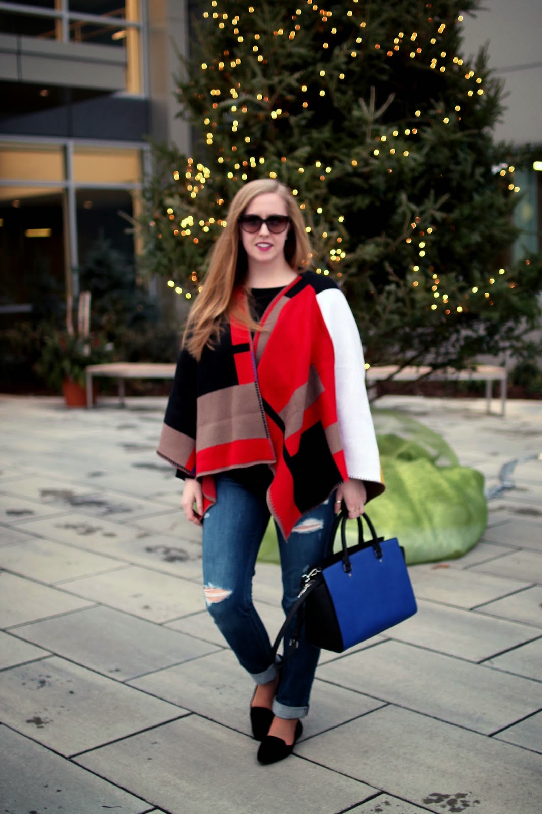 boston style blog, blogger style, sheinside cape, red and black wool cape, style-blueprint blog