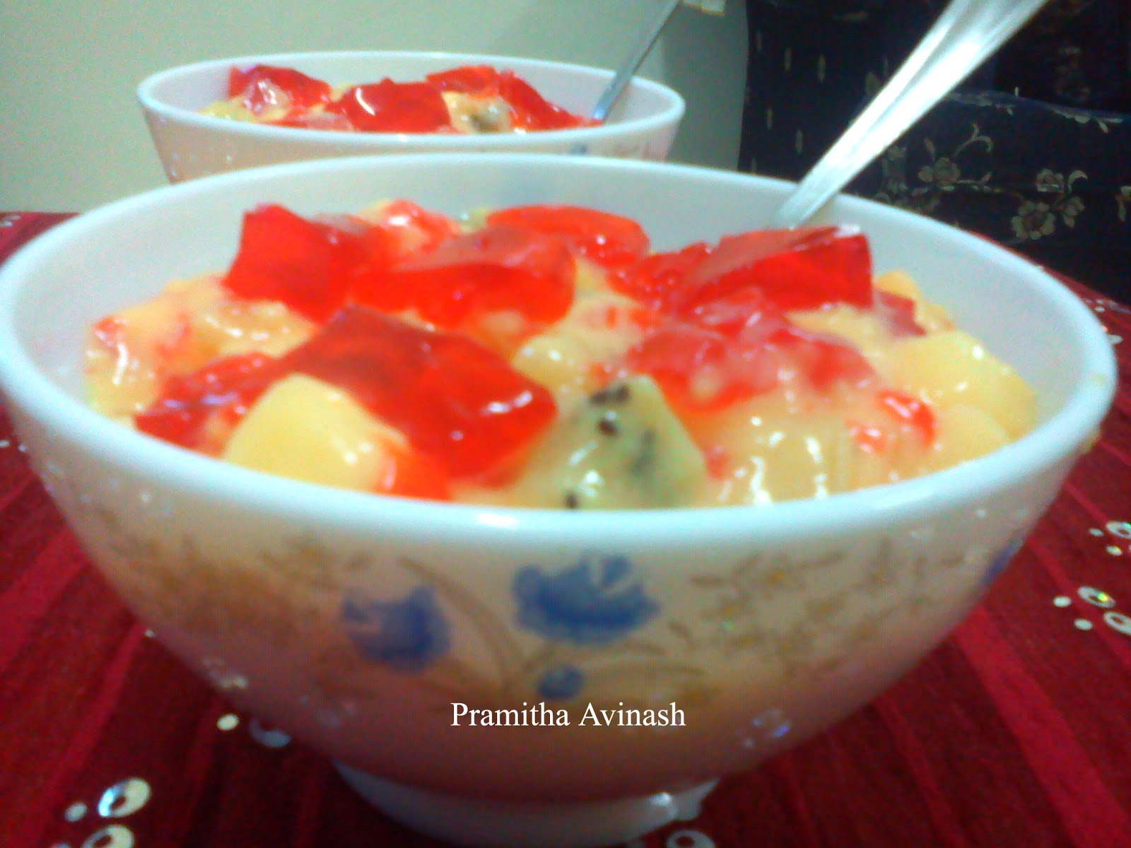 Pramitha Love Cooking!!!!! Mixed Fruits Salad With Custard And Jelly