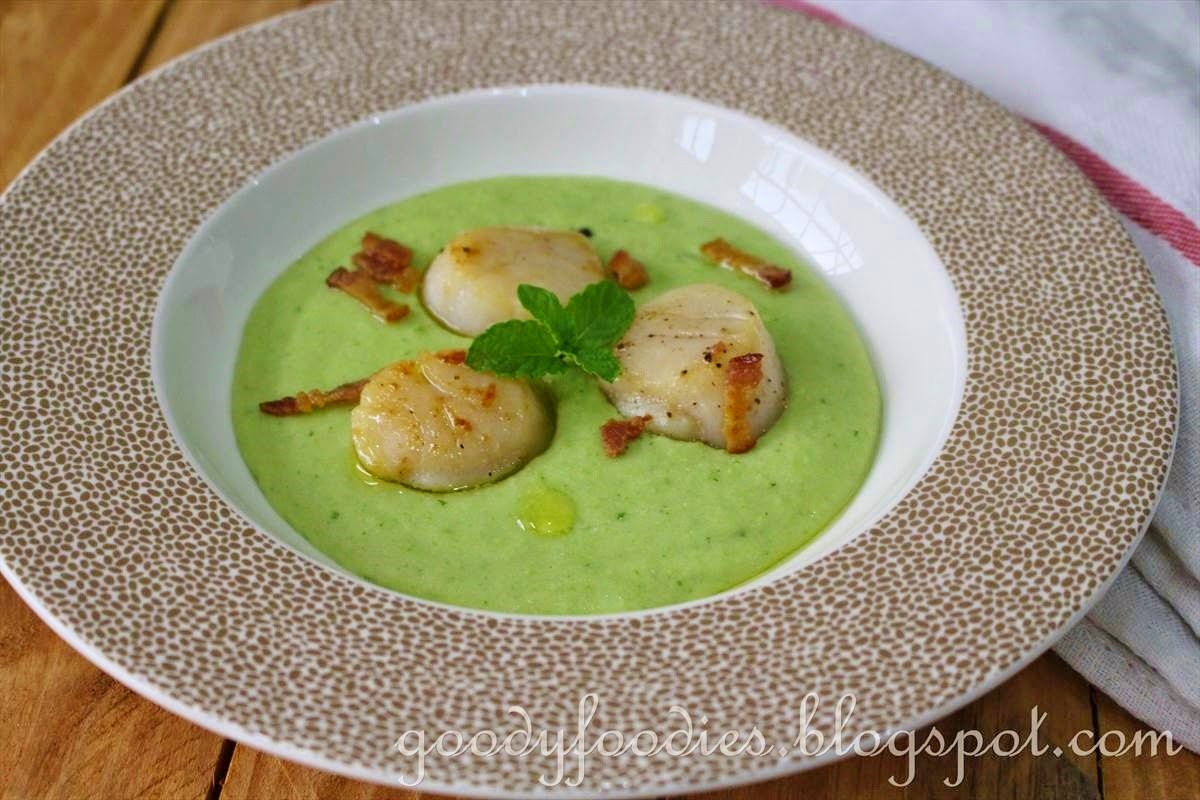 goodyfoodies recipe pan seared scallops with pea puree christmas ham recipe gordon ramsay