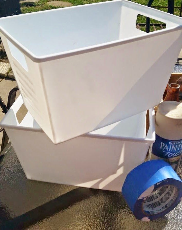 The Quaint Sanctuary { DIY Striped Dollar Store Bins }