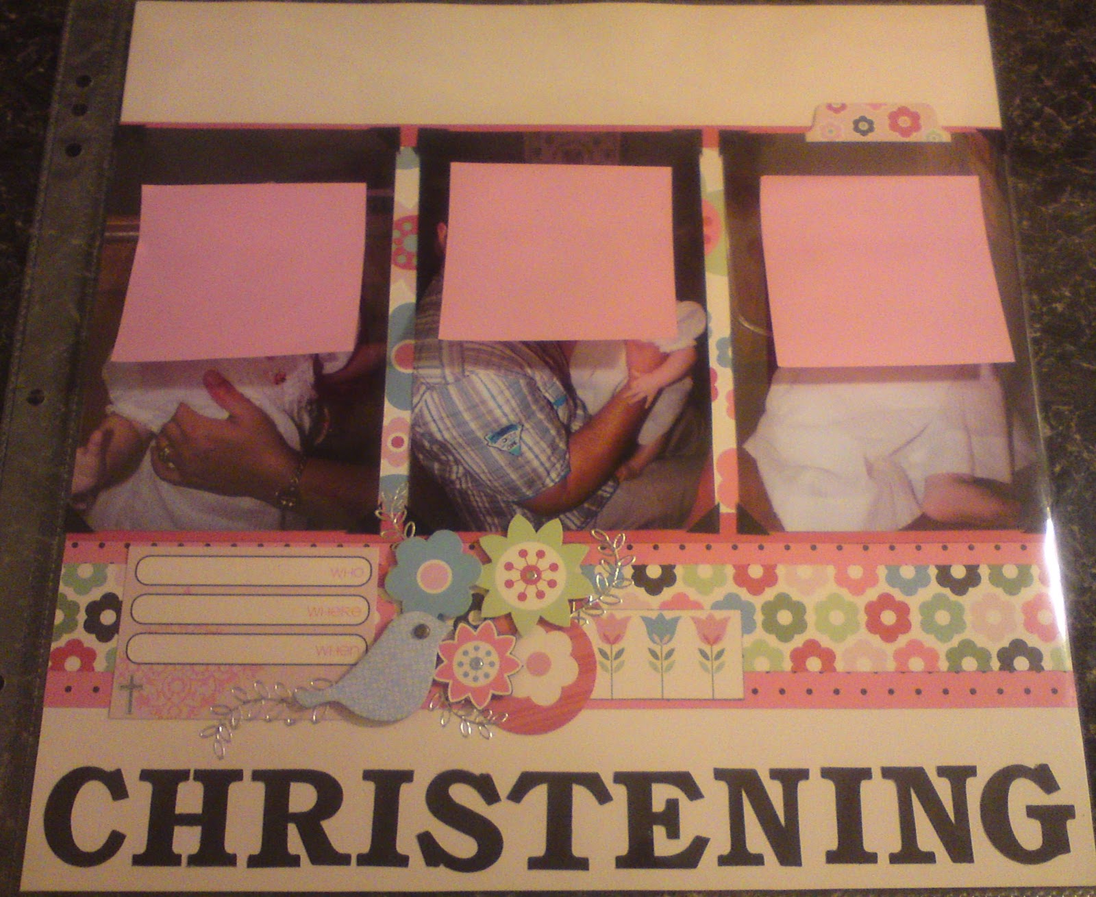 The Wright card for the right occasion! 2 Page Christening Scrapbook