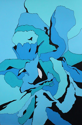 modern art style painting of a blue carnation