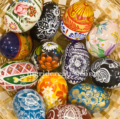 Decorative Hand-Painted Easter Eggs in a Basket
