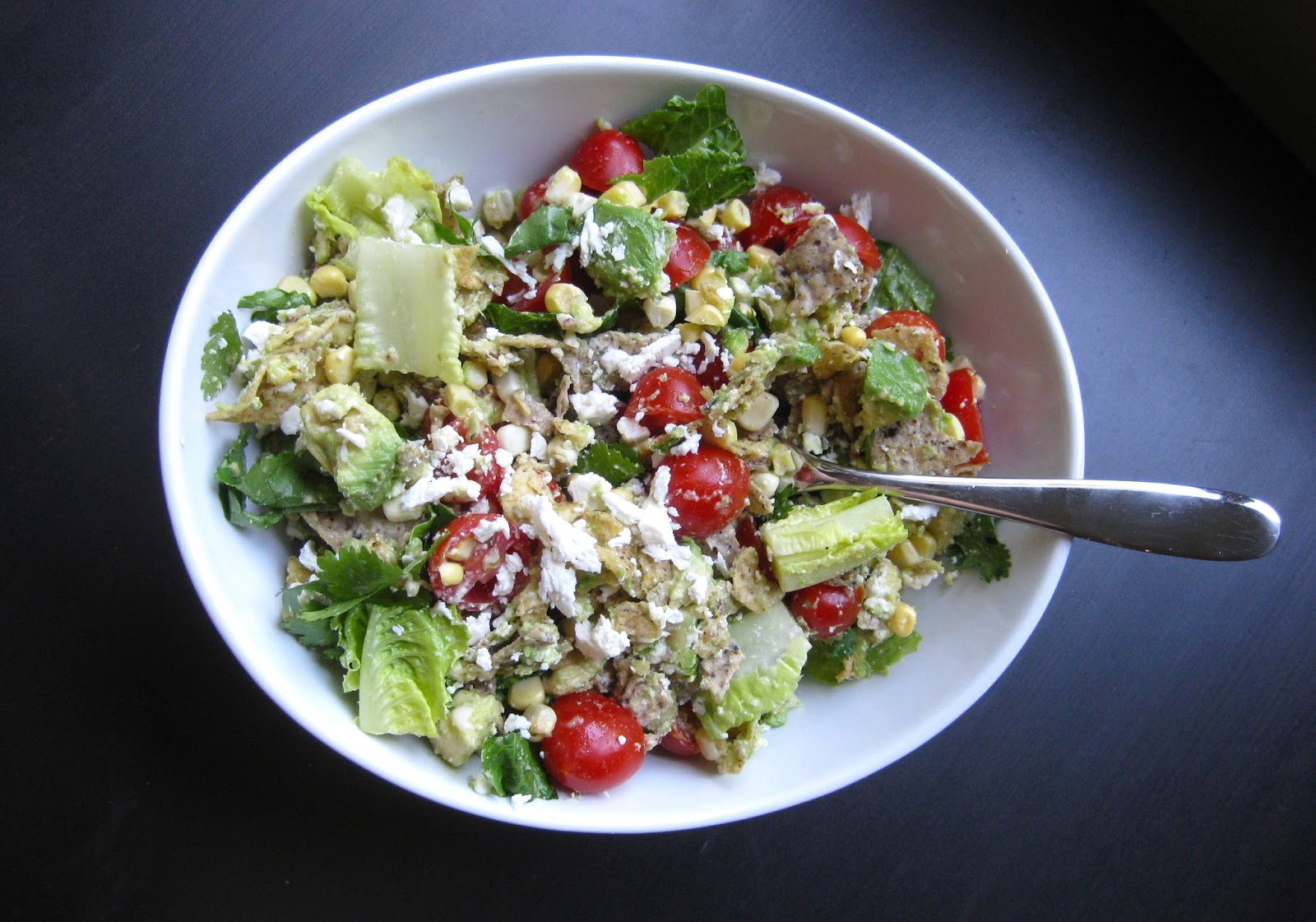Stew or a Story Chopped Salad with Fresh Corn, Avocado, Tomato, Feta