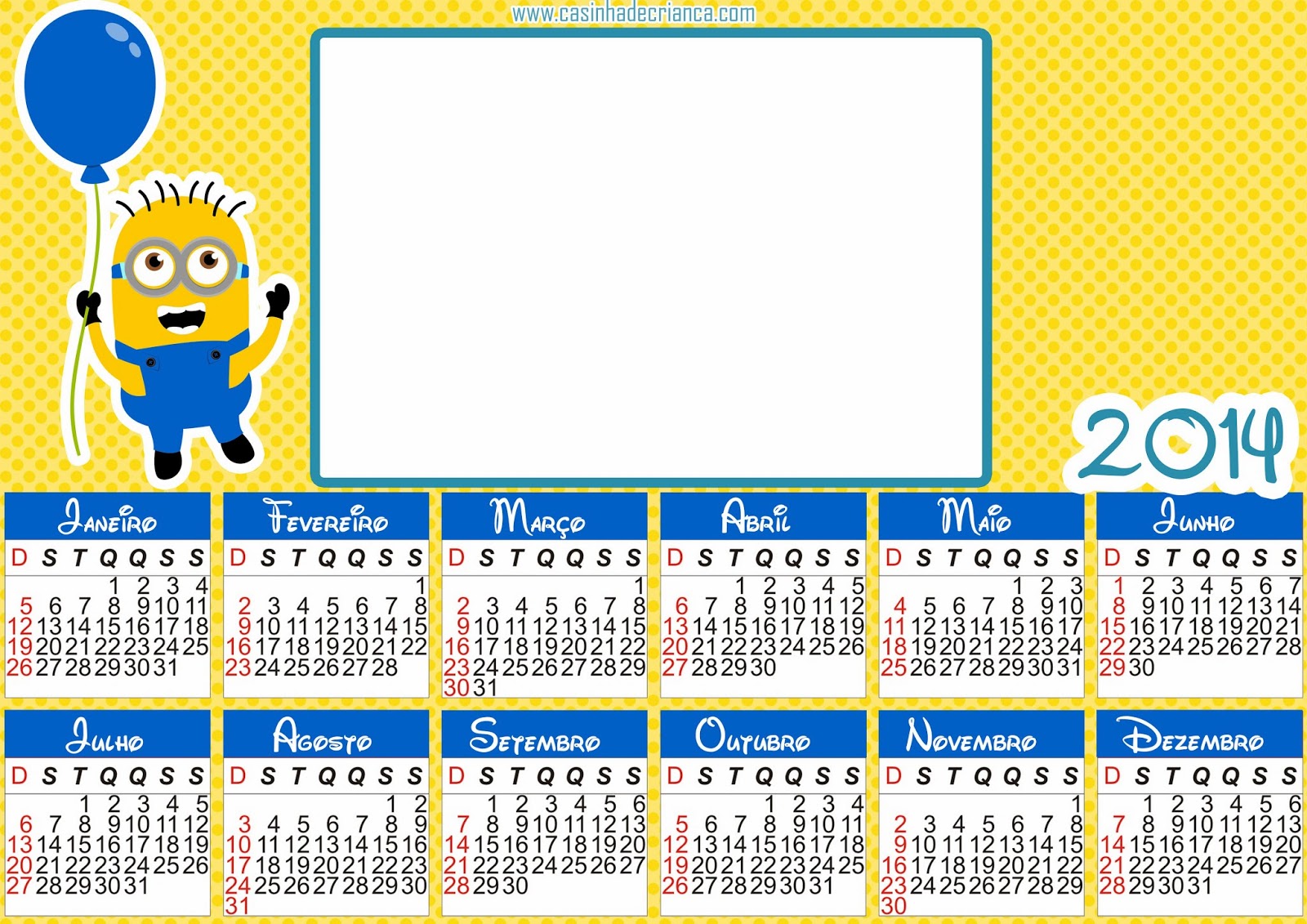 calendário minions 2014