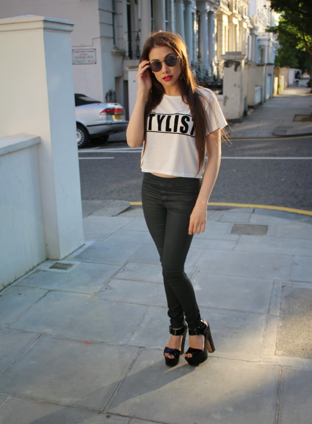 Black jeans and red lipstick Life with a lip gloss smile