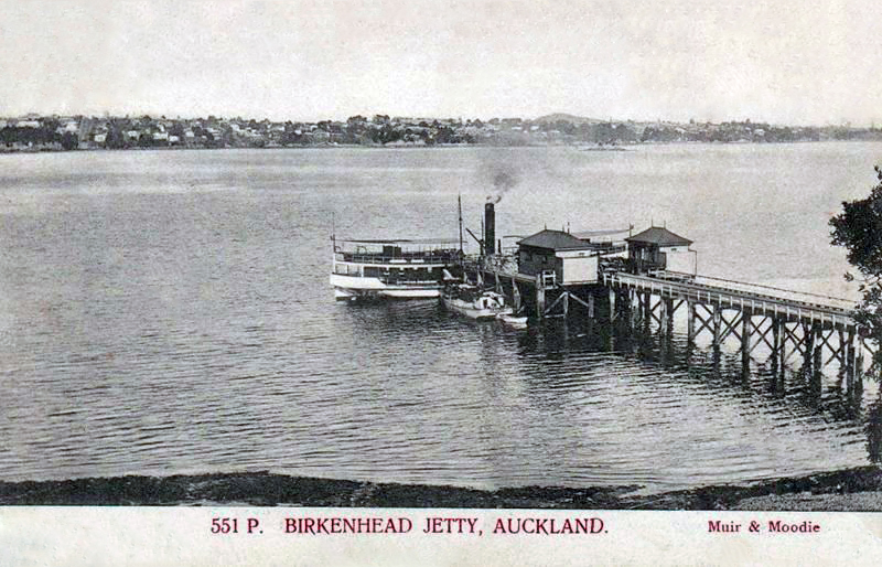 transpress nz Birkenhead ferry wharf, Auckland, early 20th century