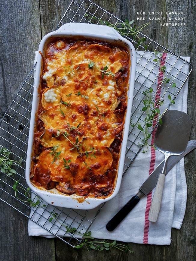 Glutenfri lasagne med svampe og søde kartofler Glutenfri lasagne med svampe og søde kartofler