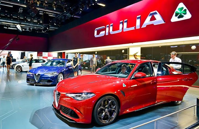 The Alfa Romeo Giulia on display at the Frankfurt Motor Show