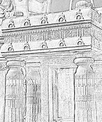 sketch of entrance to temple