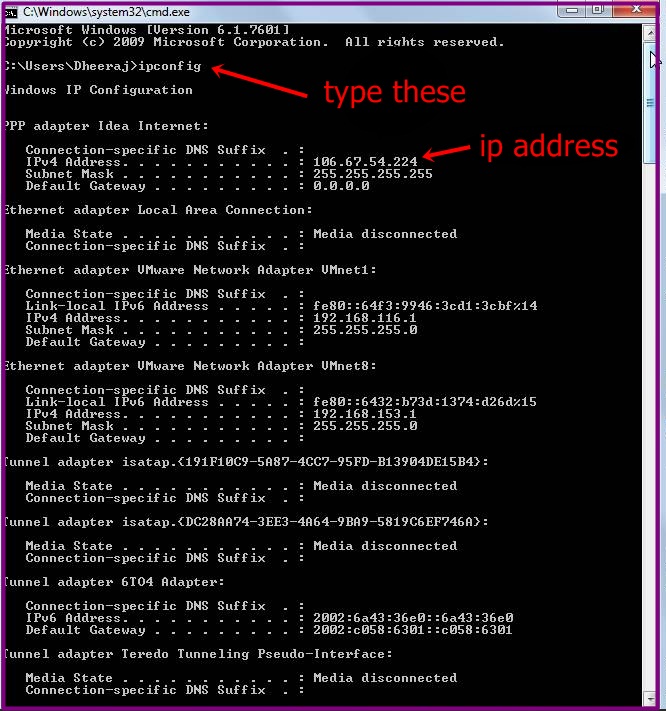 Guide How to find ip address in windows 7