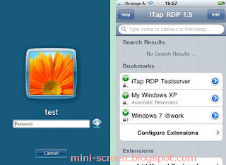 iTap RDP Windows Remote Desktop Client App: iPhone Interface