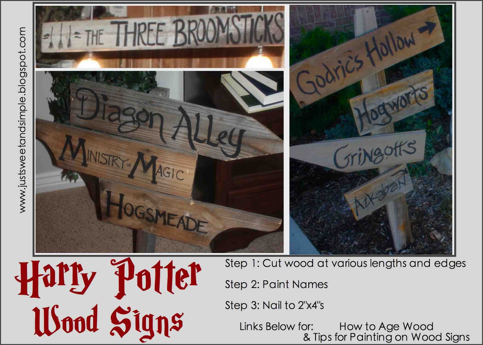 just Sweet and Simple Harry Potter Wood Signs Tutorial