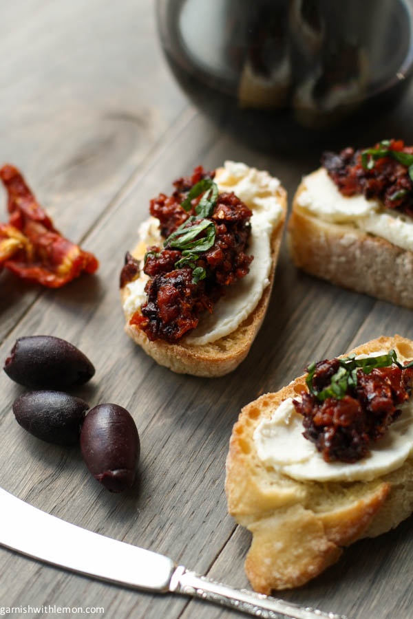 Recipes From Newlyweds Sundried Tomato and Kalamata Olive Bruschetta