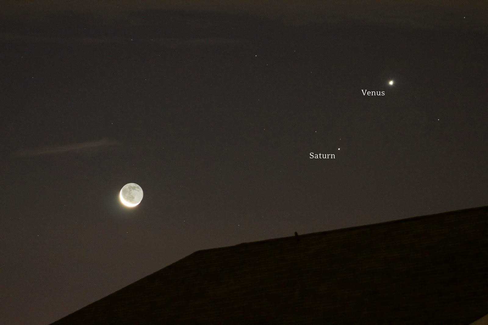Venus, Saturn, and Crescent Moon January 7, 2016 [Stellar Neophyte