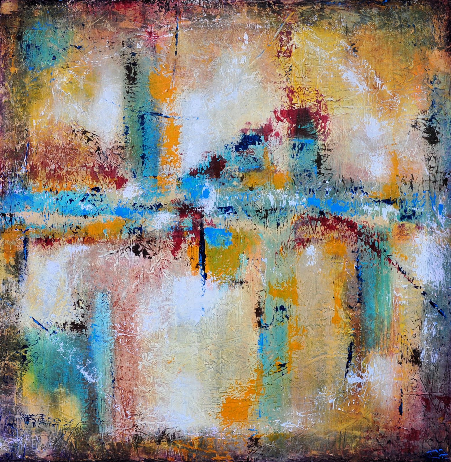 Daily Painters Abstract Gallery "Reflection" Acrylic Texture Layered