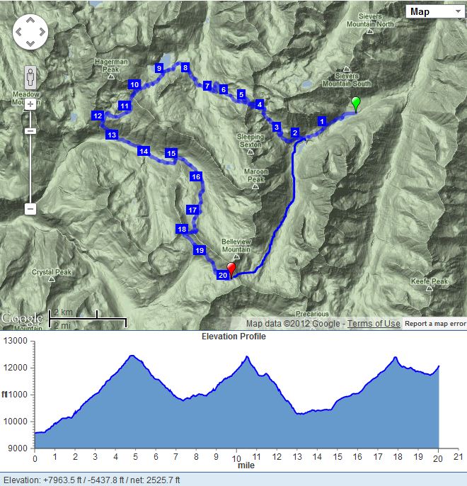 Four Pass Loop Trail Map Co Runner The Four Pass Loop