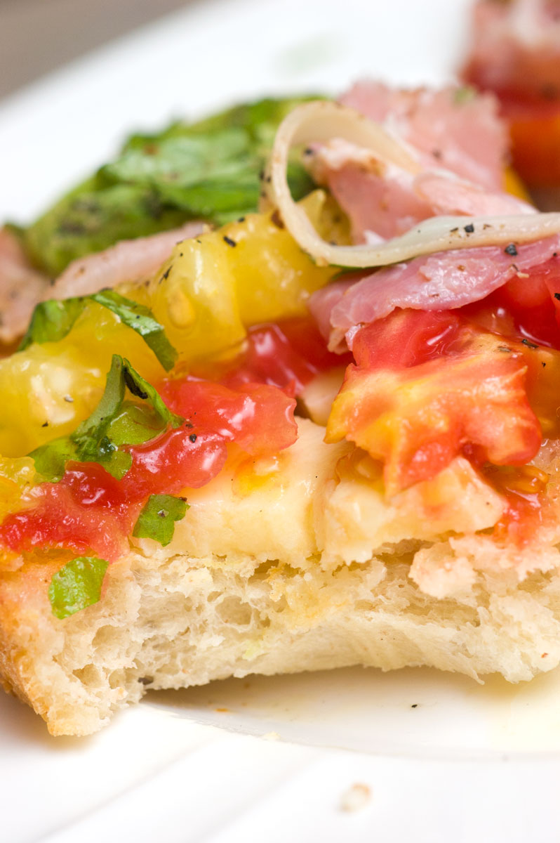 Heirloom Tomato, Basil & Prosciutto Tartine with Gouda Cheese