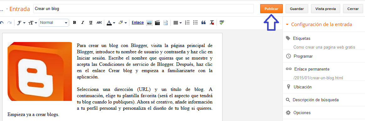 Cómo publicar correctamente una entrada en mi blog de Blogger