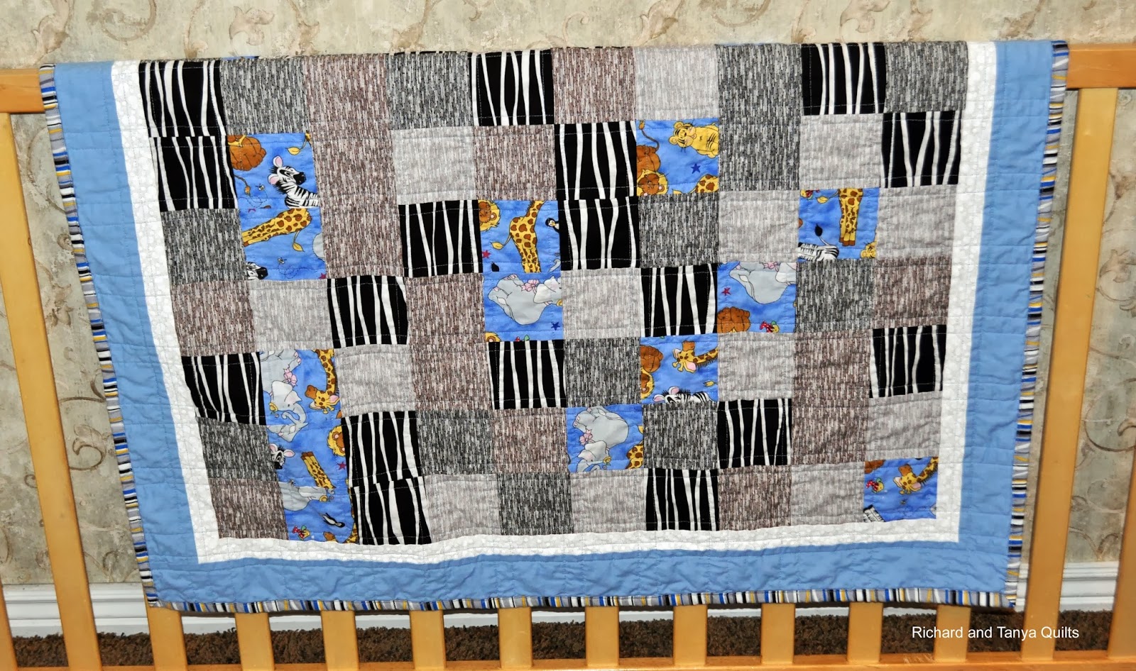 Richard and Tanya Quilts Zoo Animals Simple Square Quilt