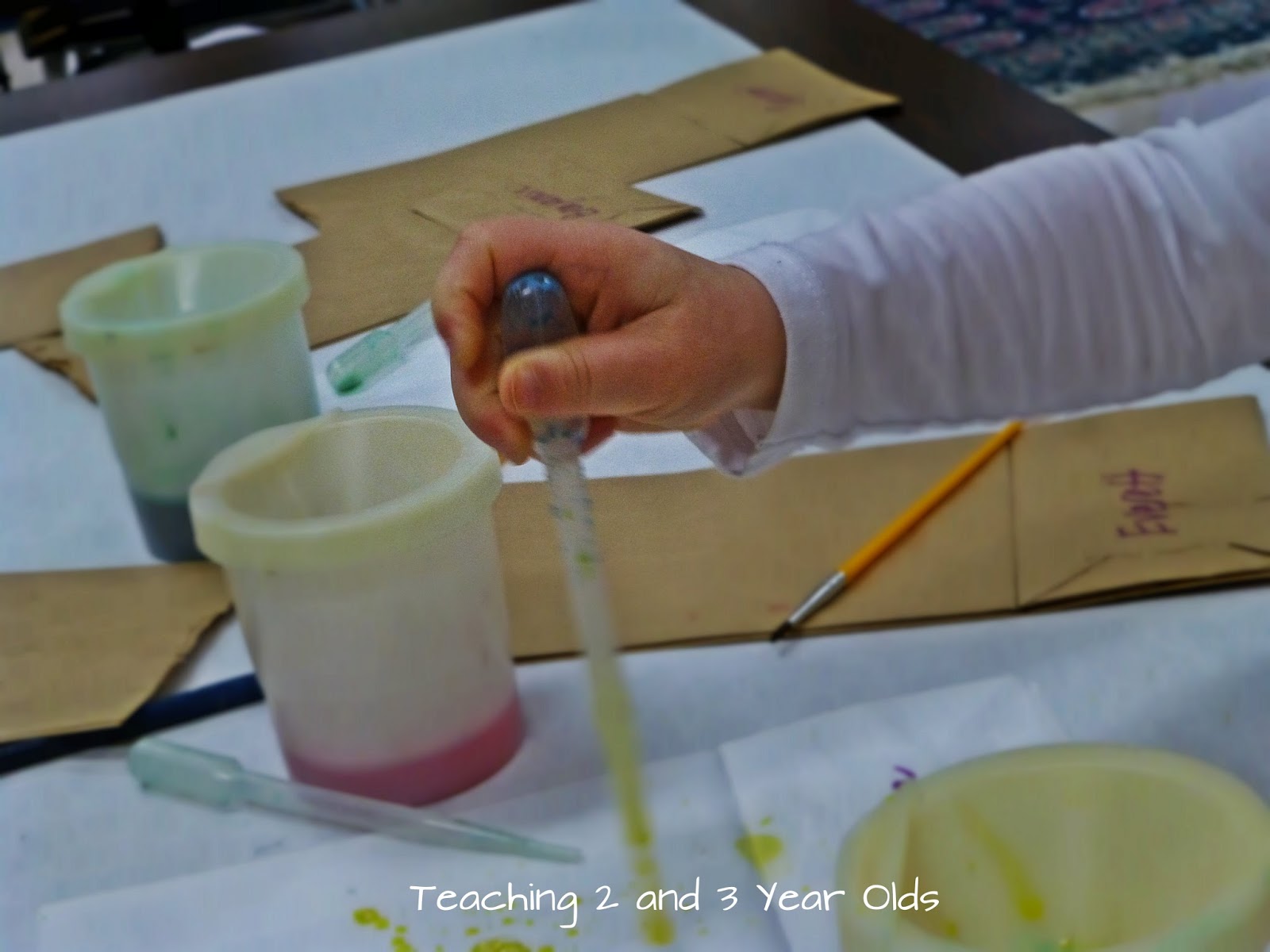 Using Pipettes and Turkey Basters in Preschool Teaching 2 and 3 year olds
