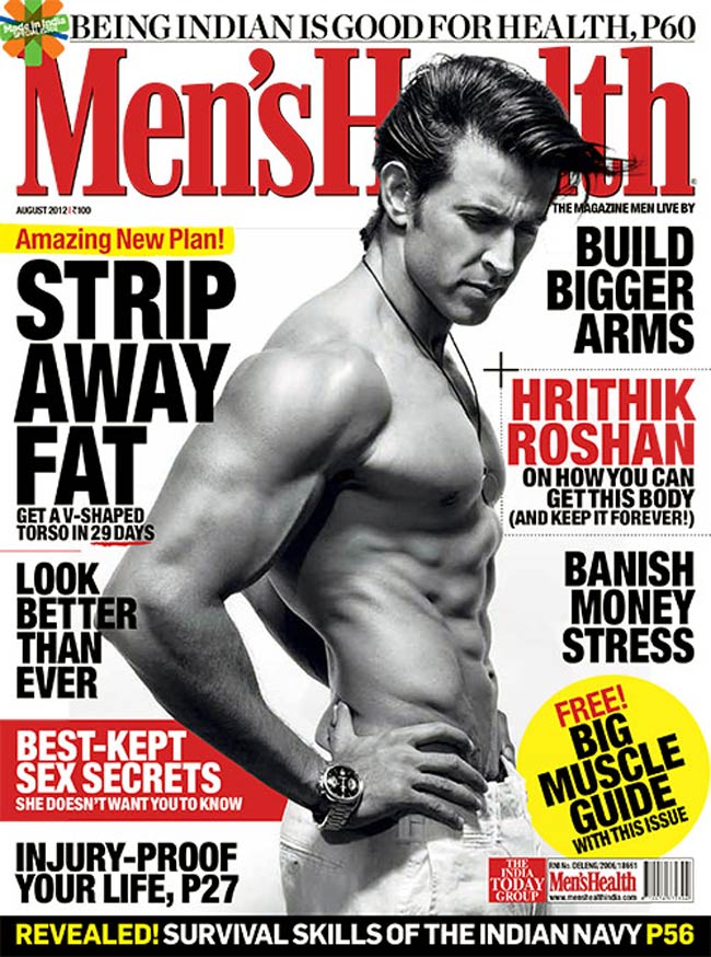 Witty Zone: Hrithik Roshan's 8 PACK ABS on Men's Health Magazine Cover