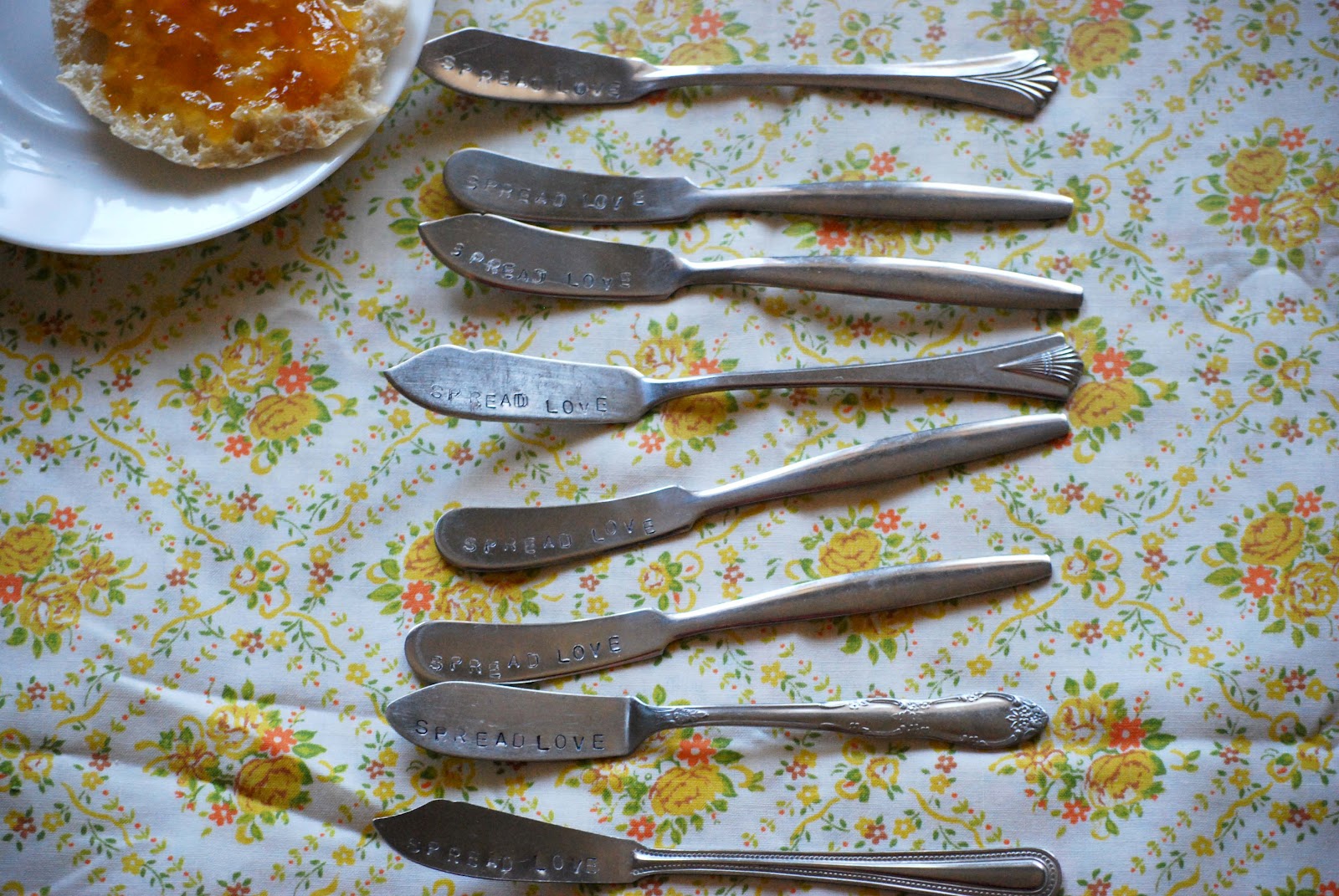 Abstract Grace hand stamped jam knives