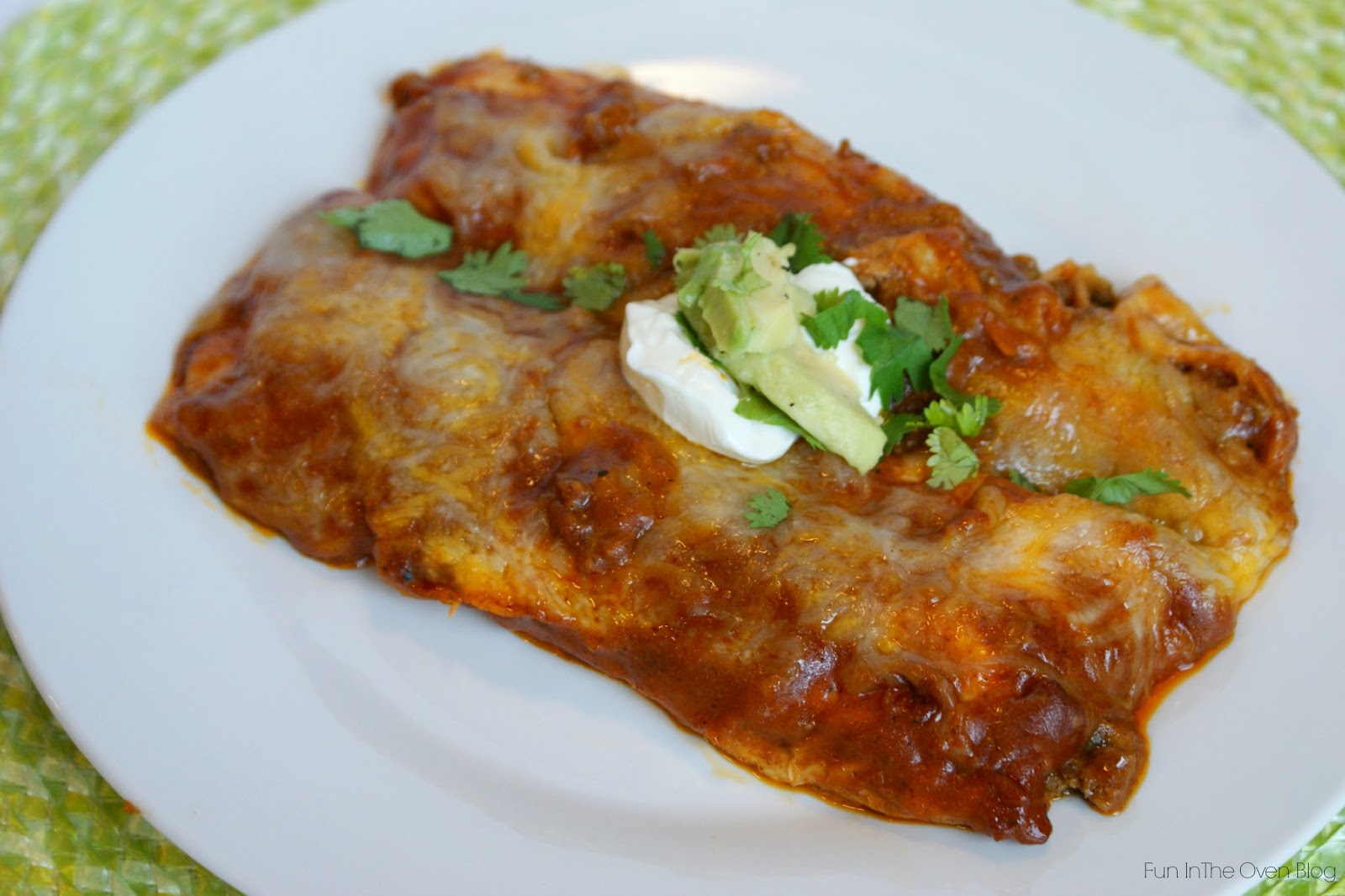 Fun in the Oven Beef Enchiladas with Red Sauce