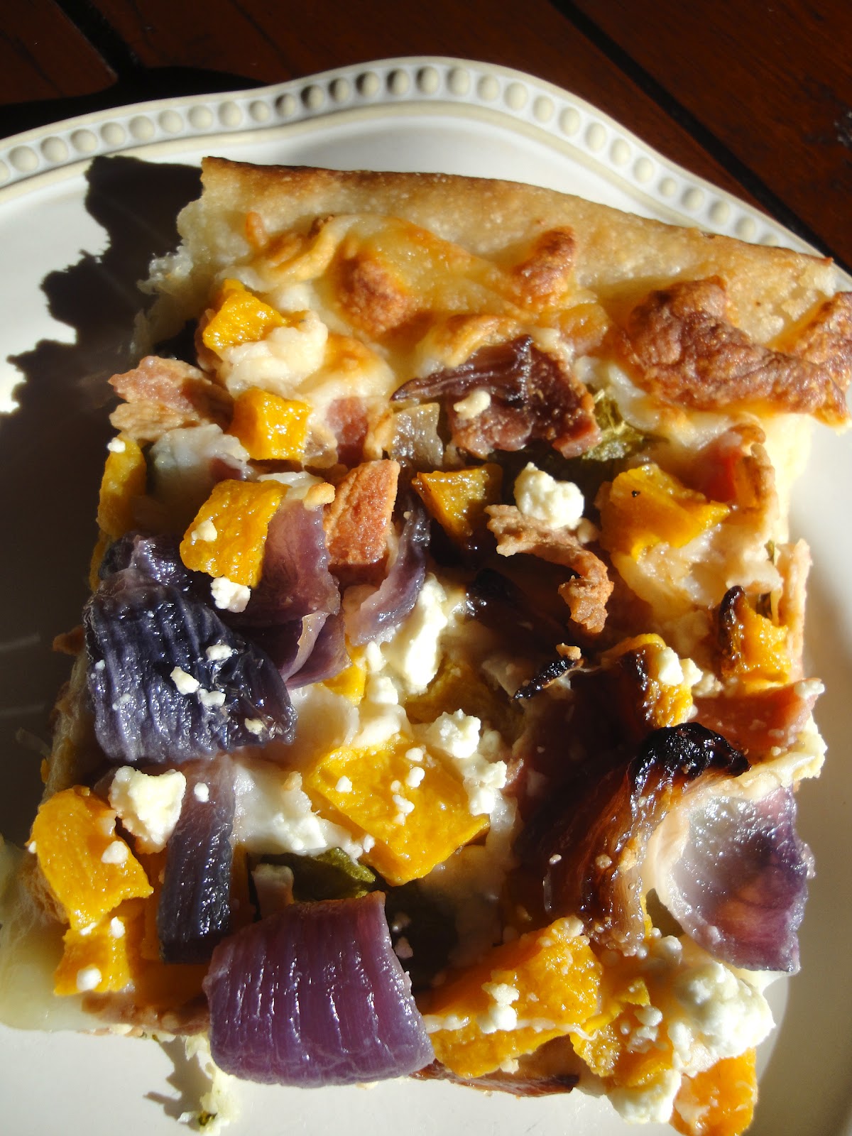 Endless Frontier Monday Munchies Butternut Pizza with Bacon, Spinach and Feta