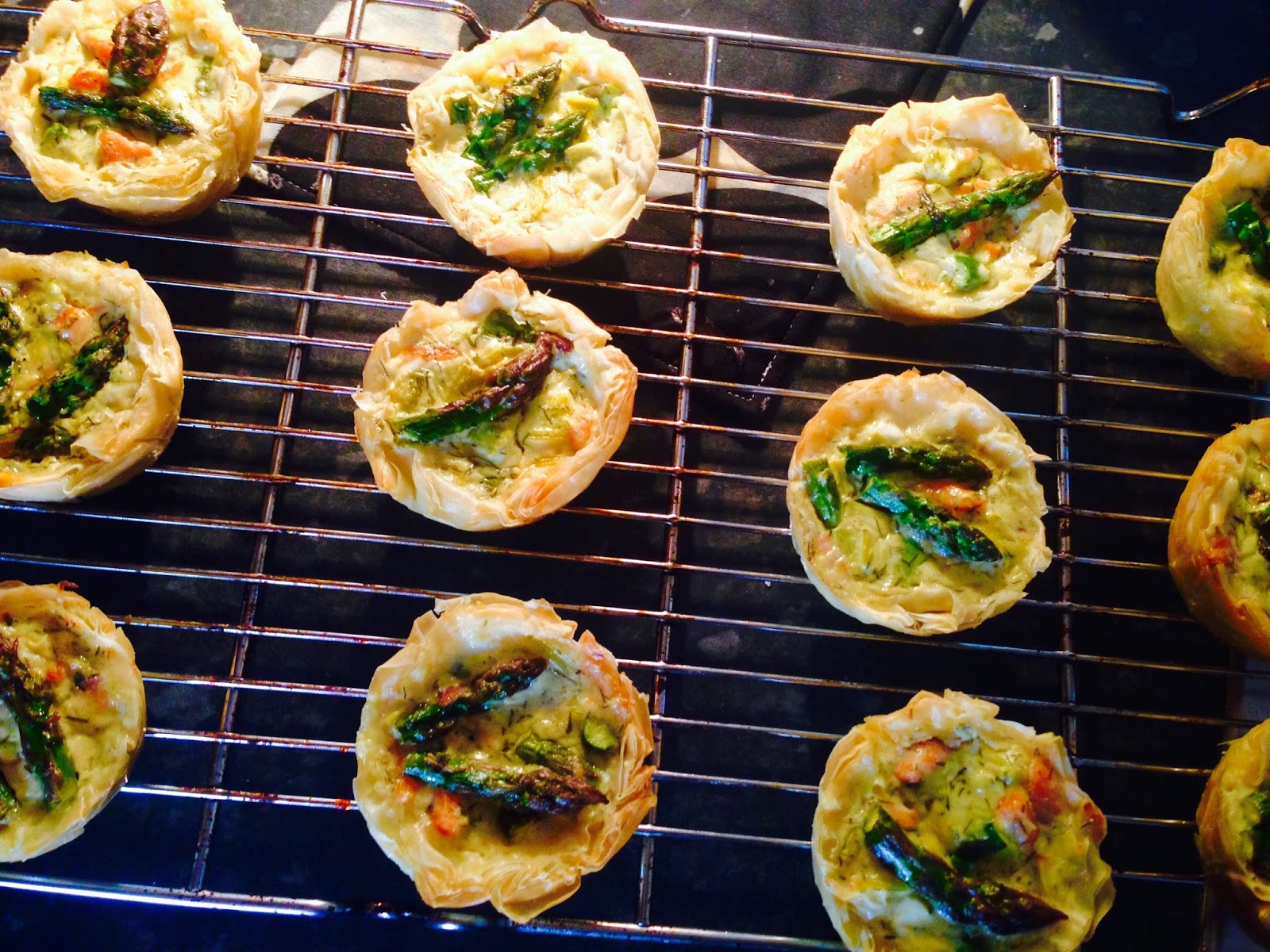 Double salmon, feta and asparagus fillo tartlets Arctic Cloudberry