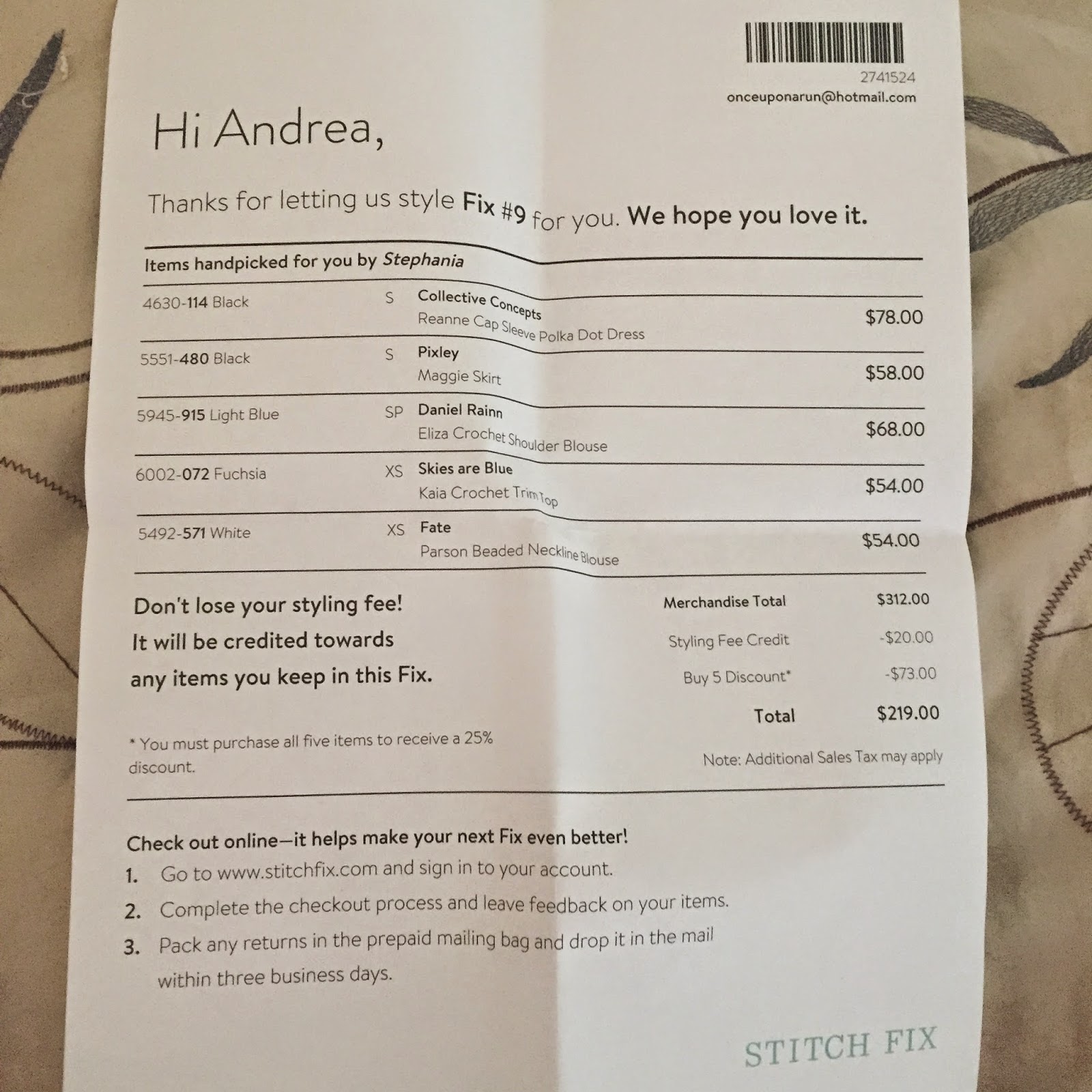 Once Upon a Run Stitch Fix Boxes 8 & 9