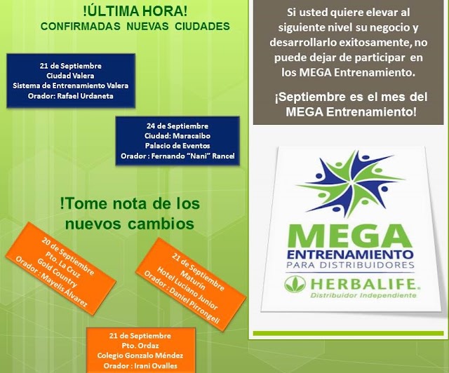 MEGA Entrenamiento para Distribuidores Septiempre 2013